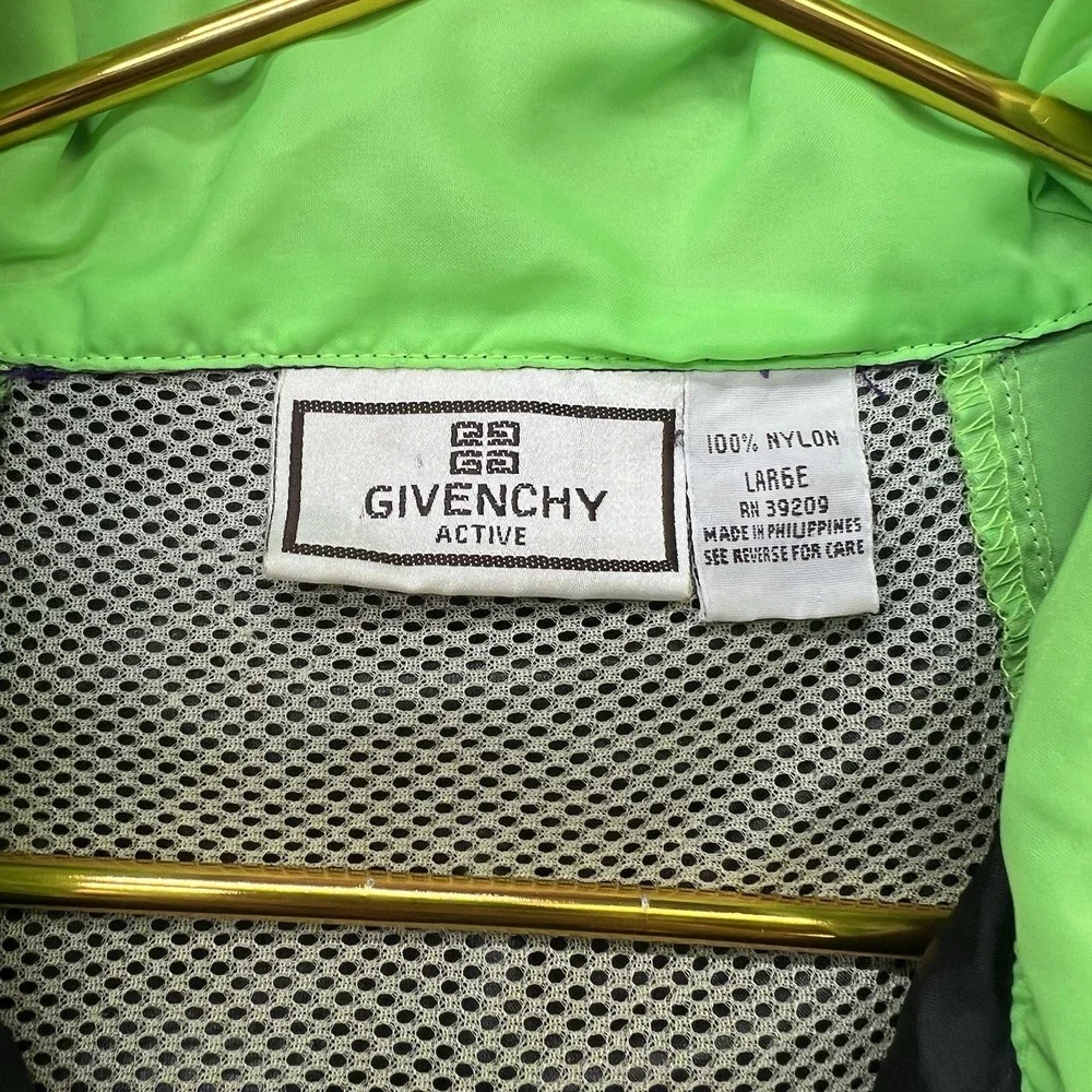 Vintage Givenchy Active Sports Windbreaker Jacket L Colorblock 90s Neon Nylon